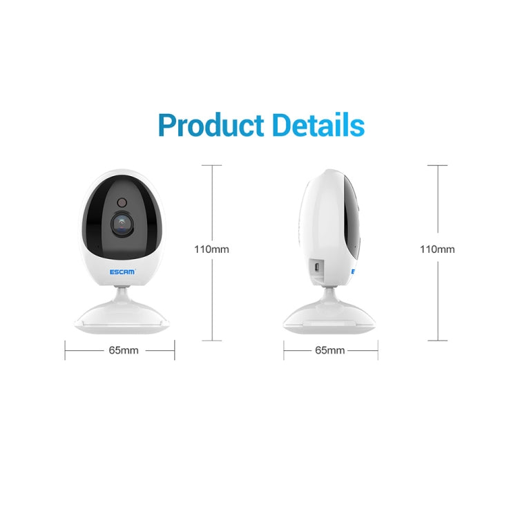 ESCAM QF006 3MP 1296P HD Indoor Wireless PTZ IP Camera IR Night Vision AI Humanoid Detection Home Security CCTV Monitor, Plug Type:UK Plug(White)