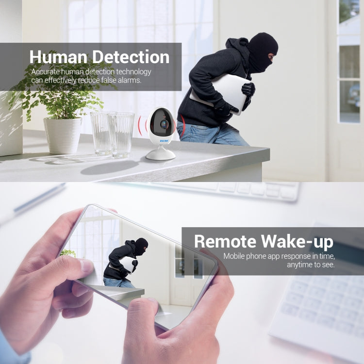 ESCAM QF006 3MP 1296P HD Indoor Wireless PTZ IP Camera IR Night Vision AI Humanoid Detection Home Security CCTV Monitor, Plug Type:US Plug(White)