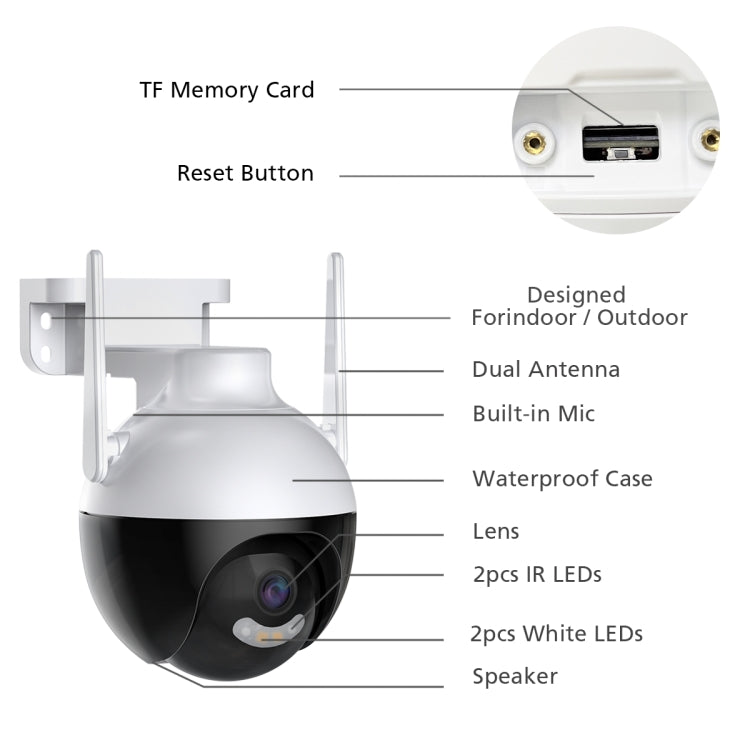 A18 4MP HD Wireless WiFi Smart Surveillance Camera, Specification:EU Plug