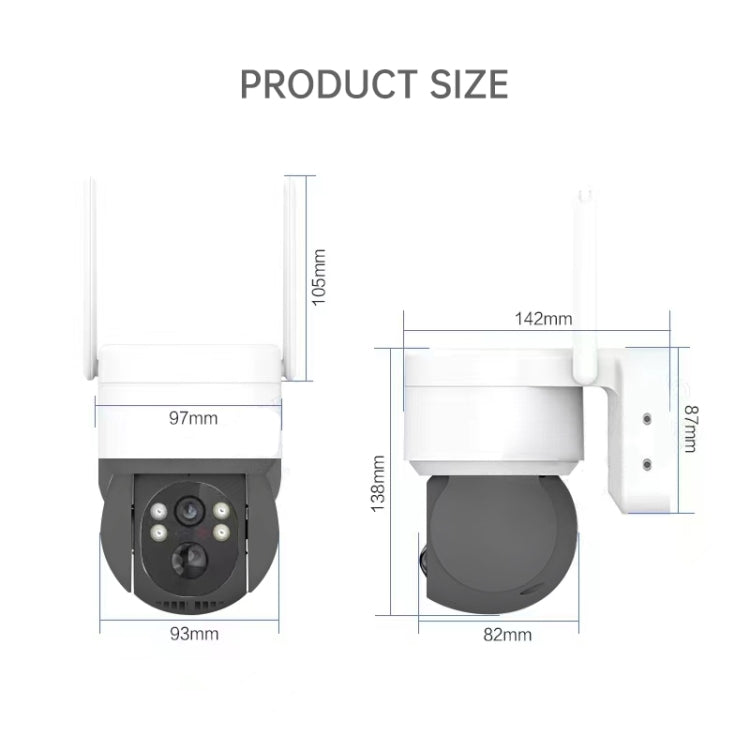 T34 2MP HD IP66 Waterproof Wireless WiFi Solar Camera(Black)