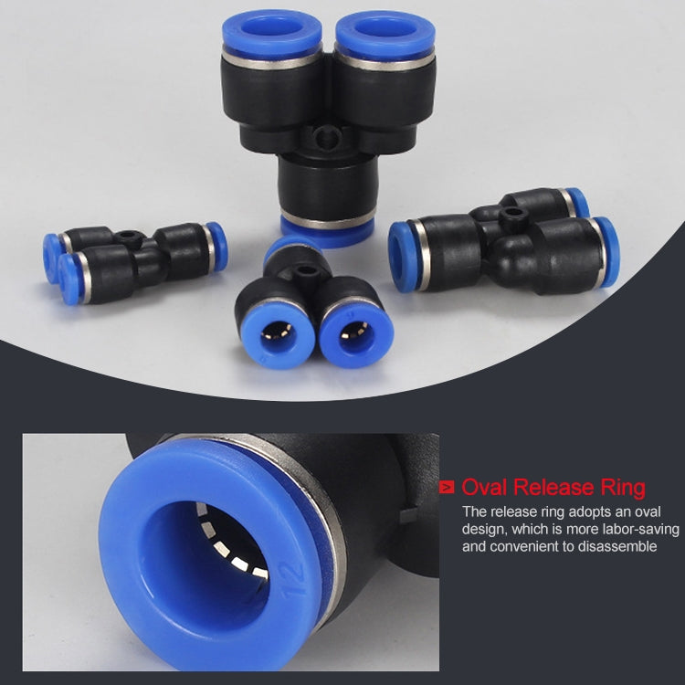 PY-14 LAIZE 2pcs Plastic Y-type Tee Reducing Pneumatic Quick Fitting Connector
