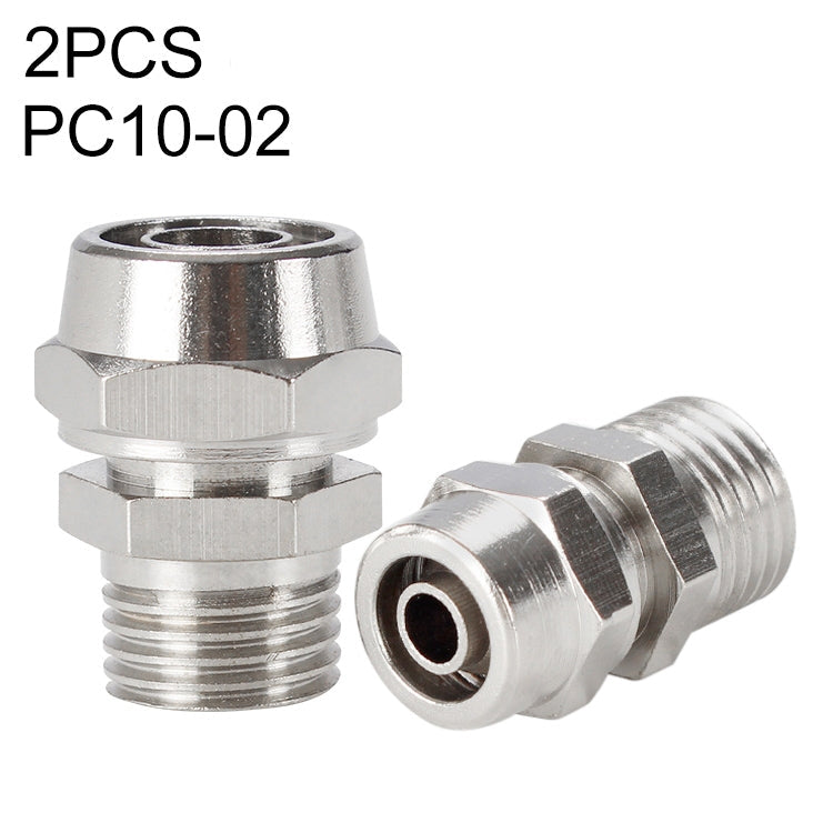 PC10-02 LAIZE 2pcs Nickel Plated Copper Pneumatic Quick Fitting Connector