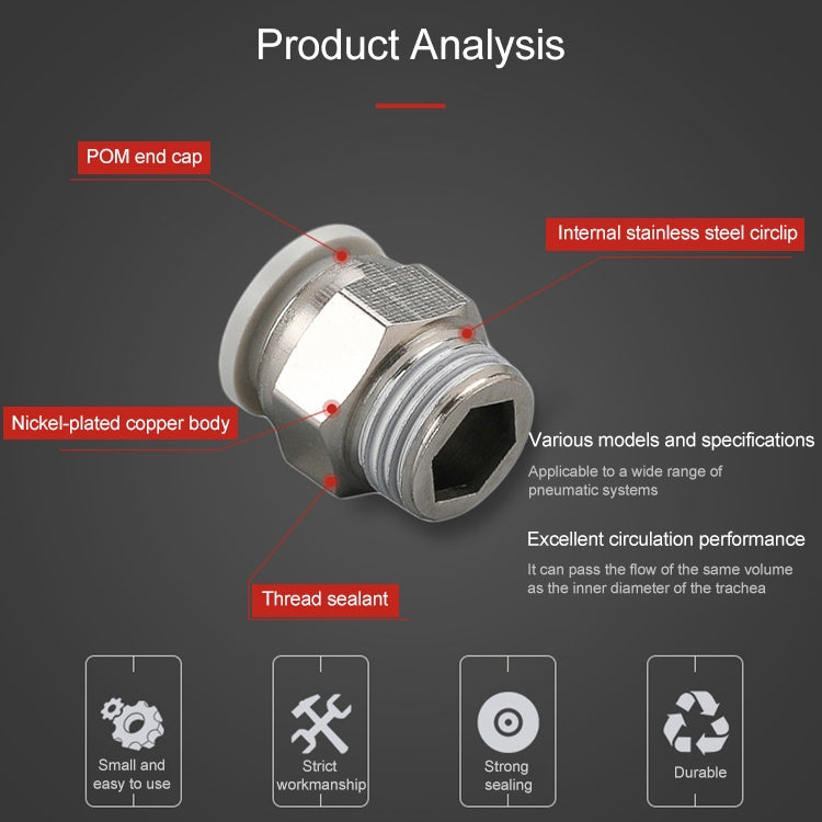 PC10-04 LAIZE PC Straight Pneumatic Quick Fitting Connector