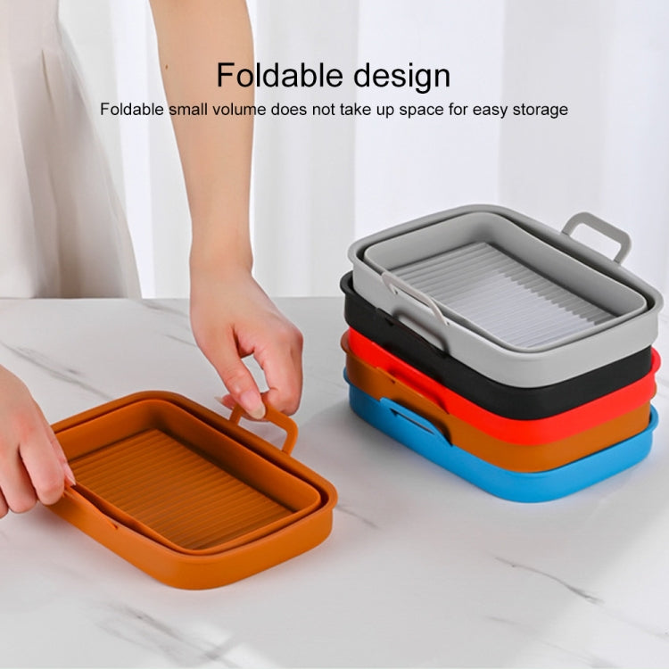 Rectangular Double Pull Basket Foldable Silicone Air Fryer Baking Pan(Brown)
