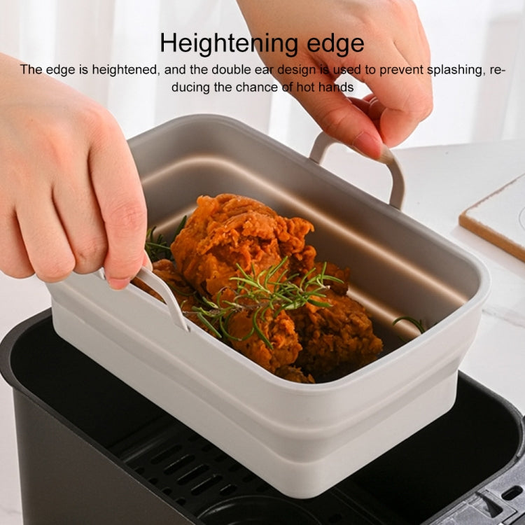 Rectangular Double Pull Basket Foldable Silicone Air Fryer Baking Pan(Brown)