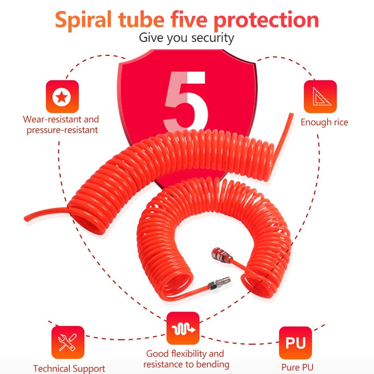 LAIZE Compressor Air Flexible PU Spring Tube with Connector, Specification:8x5mm, 9m