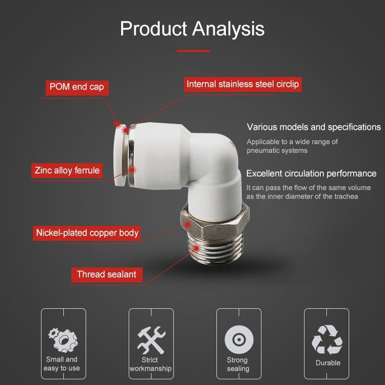 PL8-03 LAIZE 2pcs PL Elbow Pneumatic Quick Fitting Connector