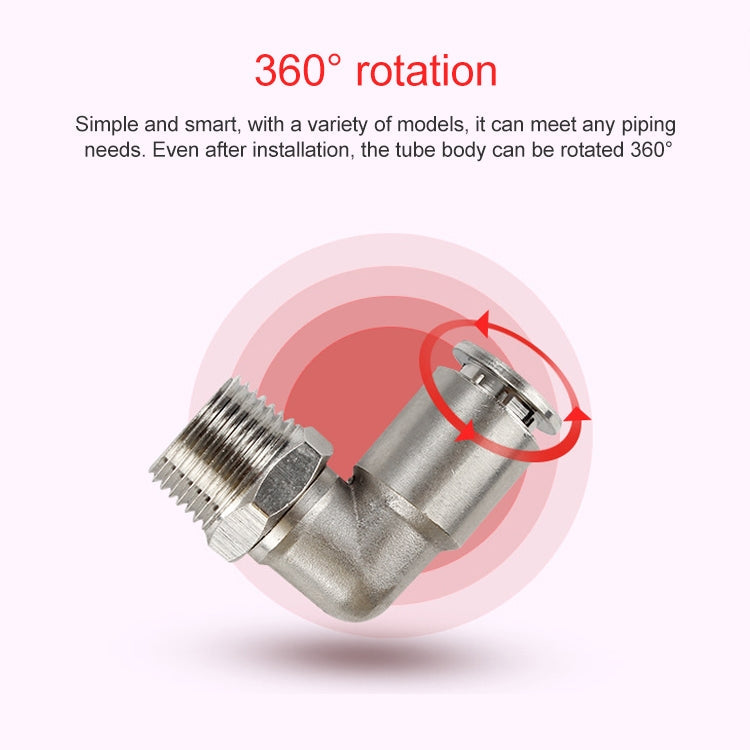 PL6-01 LAIZE Nickel Plated Copper Elbow Male Thread Pneumatic Quick Fitting Connector