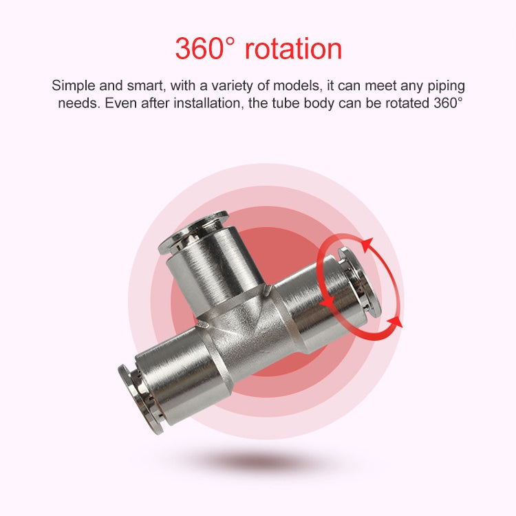 PE-16 LAIZE Nickel Plated Copper Tee Pneumatic Quick Fitting Connector