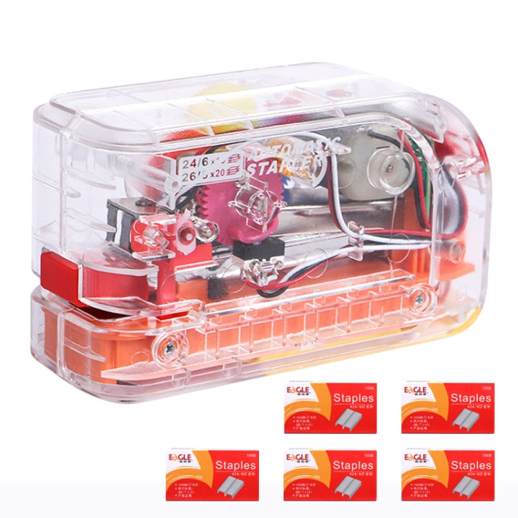 Electric Induction Stapler Automatic Office Bookbinding with 5 Boxes of Staples(Transparent)