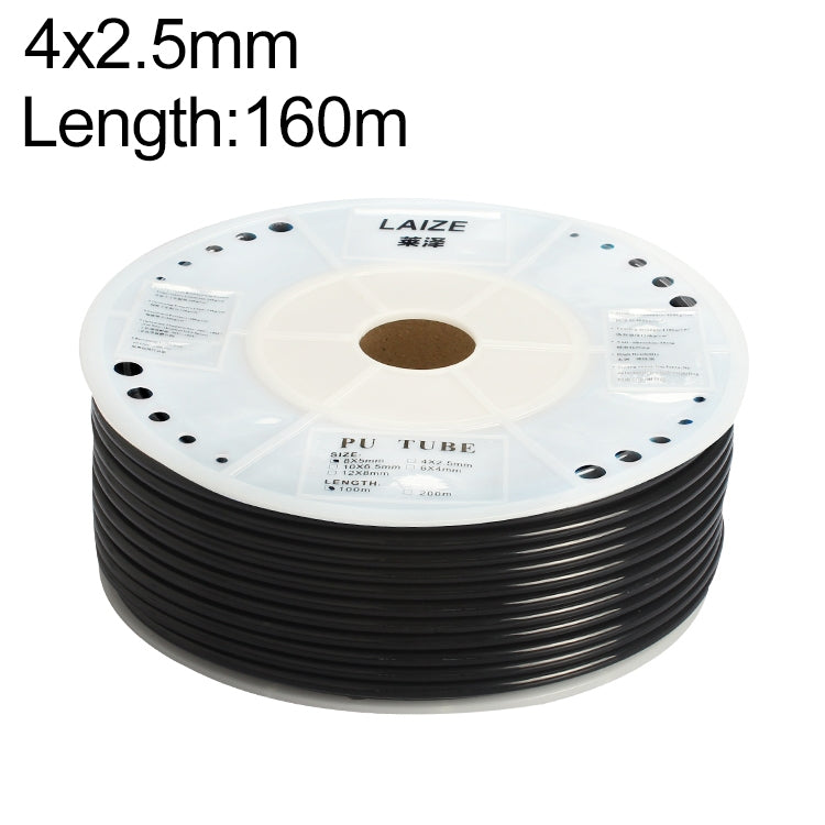 LAIZE Pneumatic Compressor Air Flexible PU Tube, Specification:4x2.5mm, 160m(Black)
