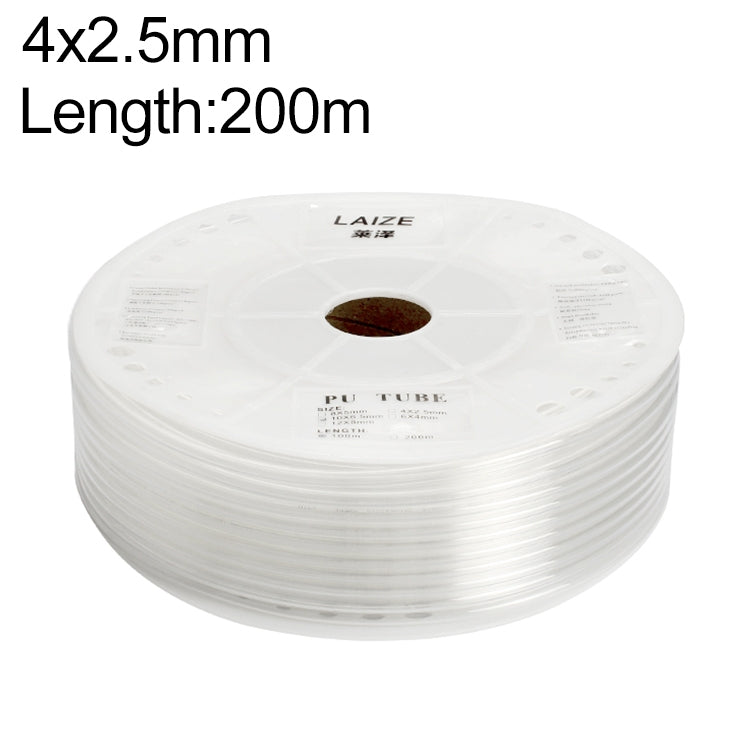 LAIZE Pneumatic Compressor Air Flexible PU Tube, Specification:4x2.5mm, 200m(Transparent)