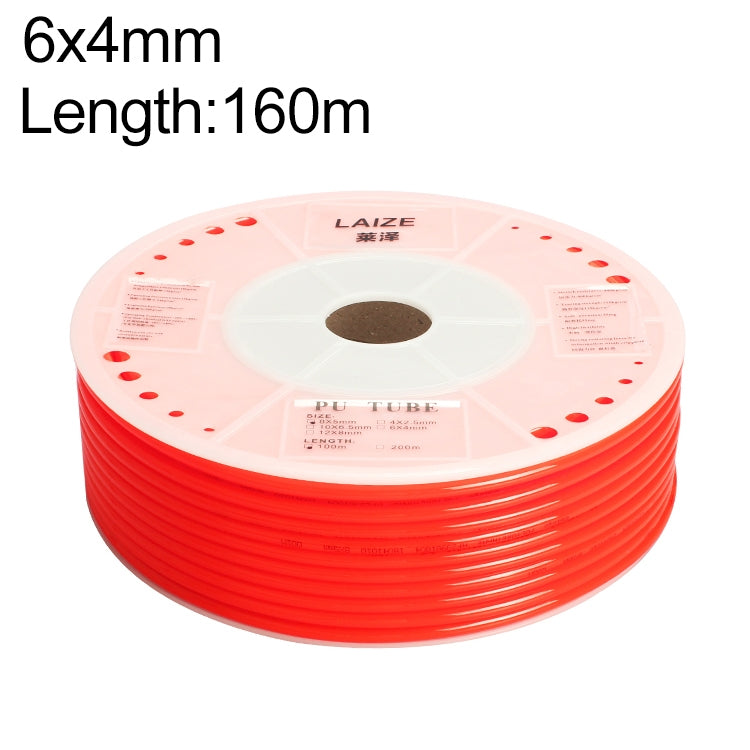 LAIZE Pneumatic Compressor Air Flexible PU Tube, Specification:6x4mm, 160m(Red)
