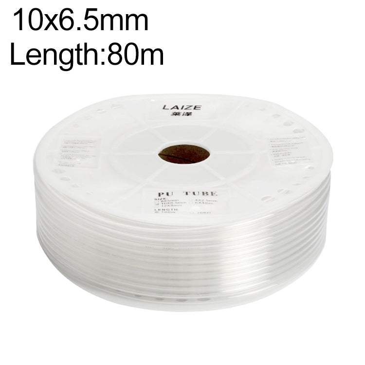 LAIZE Pneumatic Compressor Air Flexible PU Tube, Specification:10x6.5mm, 80m(Transparent)