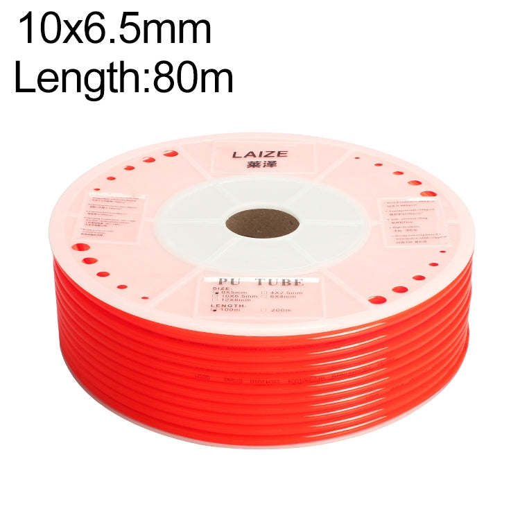 LAIZE Pneumatic Compressor Air Flexible PU Tube, Specification:10x6.5mm, 80m(Red)