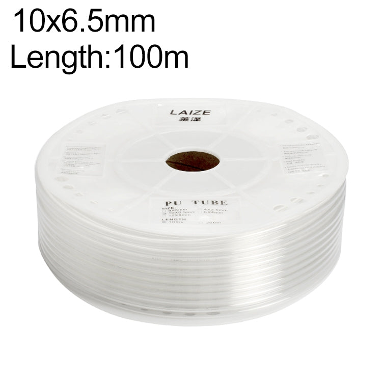 LAIZE Pneumatic Compressor Air Flexible PU Tube, Specification:10x6.5mm, 100m(Transparent)