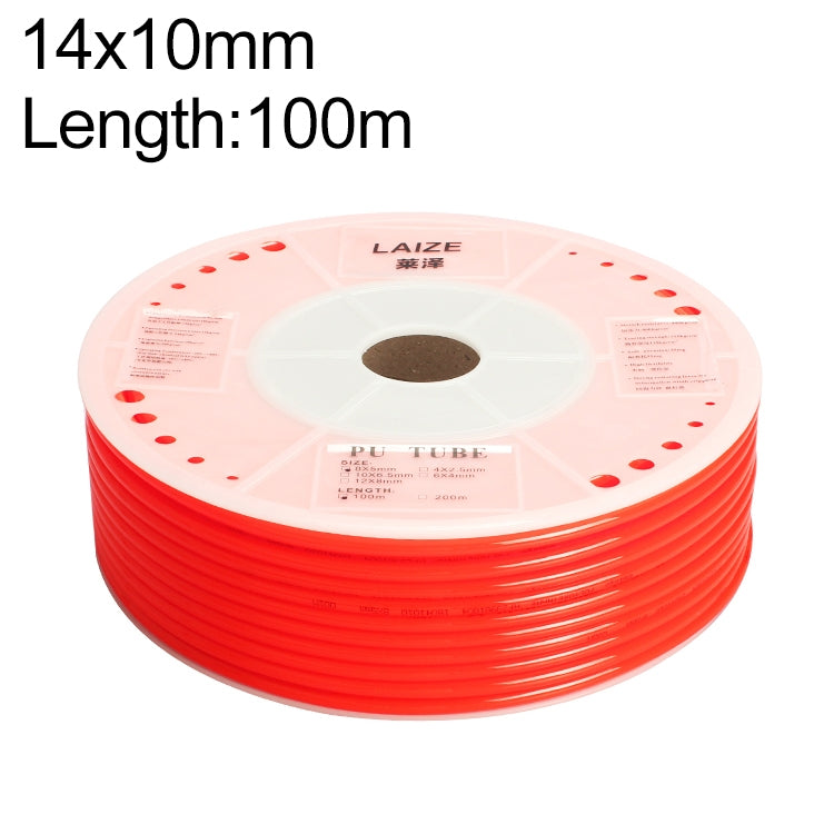 LAIZE Pneumatic Compressor Air Flexible PU Tube, Specification:14x10mm, 100m(Red)