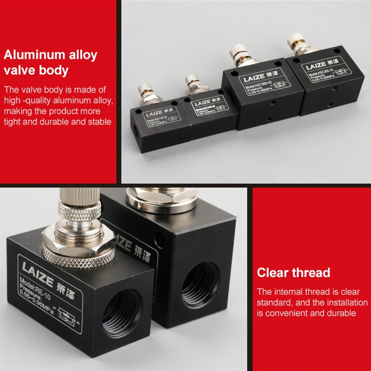 LAIZE Pneumatic Speed Regulating One-way Throttle Valve, Specification:RE-10 DN10mm