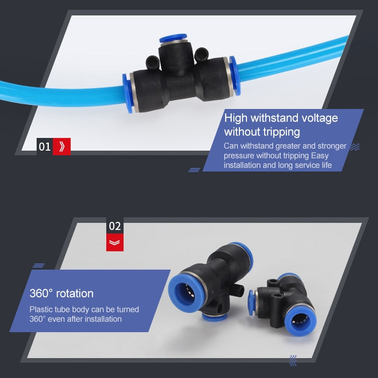 PEG6-4 LAIZE 10pcs Plastic Y-type Tee Reducing Pneumatic Quick Fitting Connector