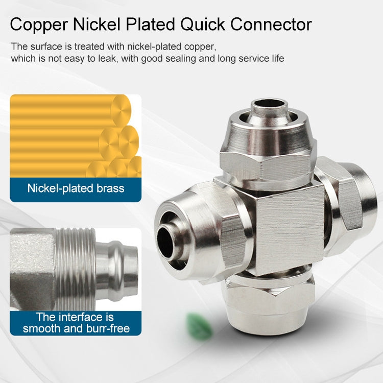 PZA-10 LAIZE Nickel Plated Copper Y-type Tee Pneumatic Quick Connector