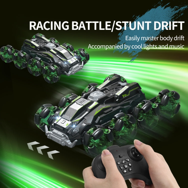 DM-558 Eight Wheel Stunt Drift Spray Remote Control Car, Specification:Dual Control(Green)