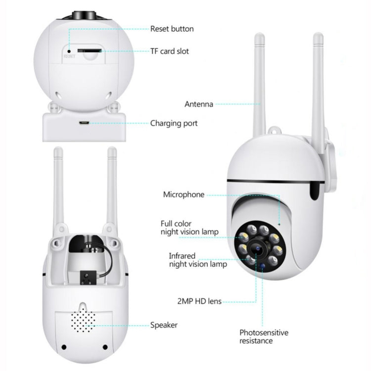 A7 1080P HD Wireless WiFi Smart Surveillance Camera Support Night Vision / Two Way Audio with 16G Memory