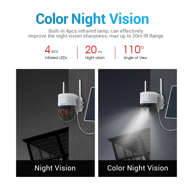 ESCAM QF170 2MP WiFi Full Color Night Vision Two-way Audio Solar Camera(Black)