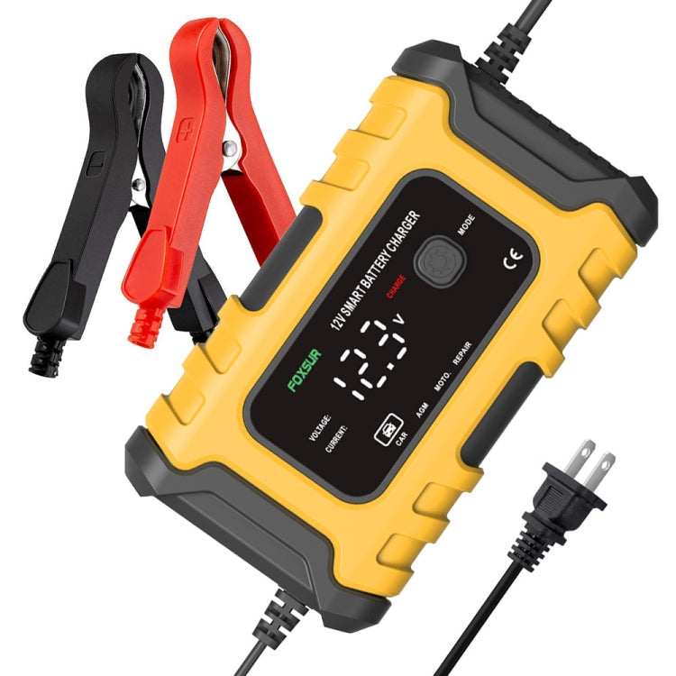 FOXSUR 6A 12V Motorcycle / Car Smart Battery Charger, Plug Type:US Plug(Yellow)
