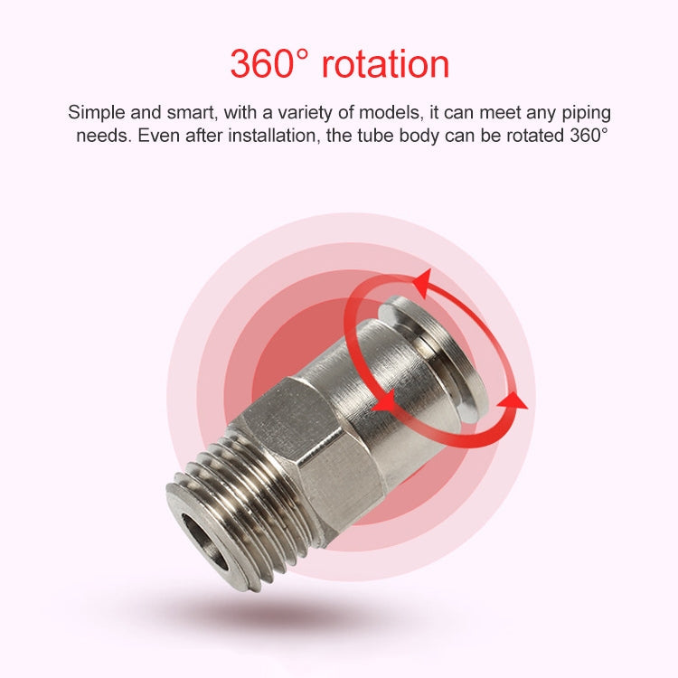 PC12-03 LAIZE Nickel Plated Copper Male Thread Straight Pneumatic Quick Connector