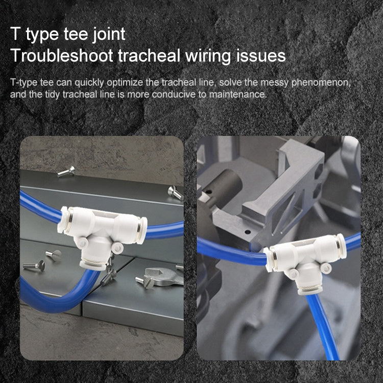 PEG8-6 LAIZE 2pcs PW T-type Tee Reducing Pneumatic Quick Fitting Connector