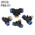 PB8-01 LAIZE 2pcs Plastic T-type Tee Male Thread Pneumatic Quick Connector
