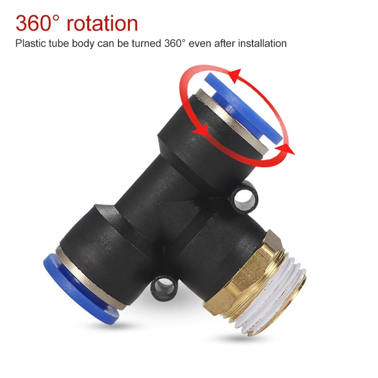 PB8-04 LAIZE Plastic T-type Tee Male Thread Pneumatic Quick Connector