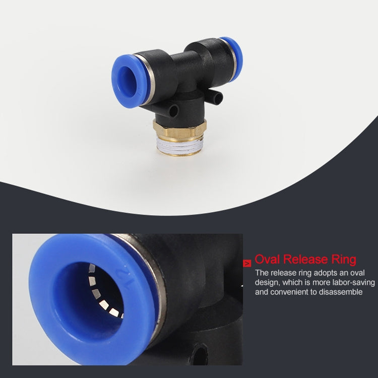 PB8-04 LAIZE Plastic T-type Tee Male Thread Pneumatic Quick Connector