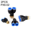 PX6-02 LAIZE 2pcs Plastic Y-type Tee Male Thread Pneumatic Quick Connector