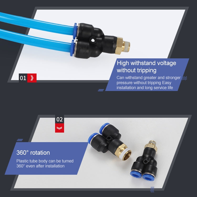 PX12-04 LAIZE Plastic Y-type Tee Male Thread Pneumatic Quick Connector