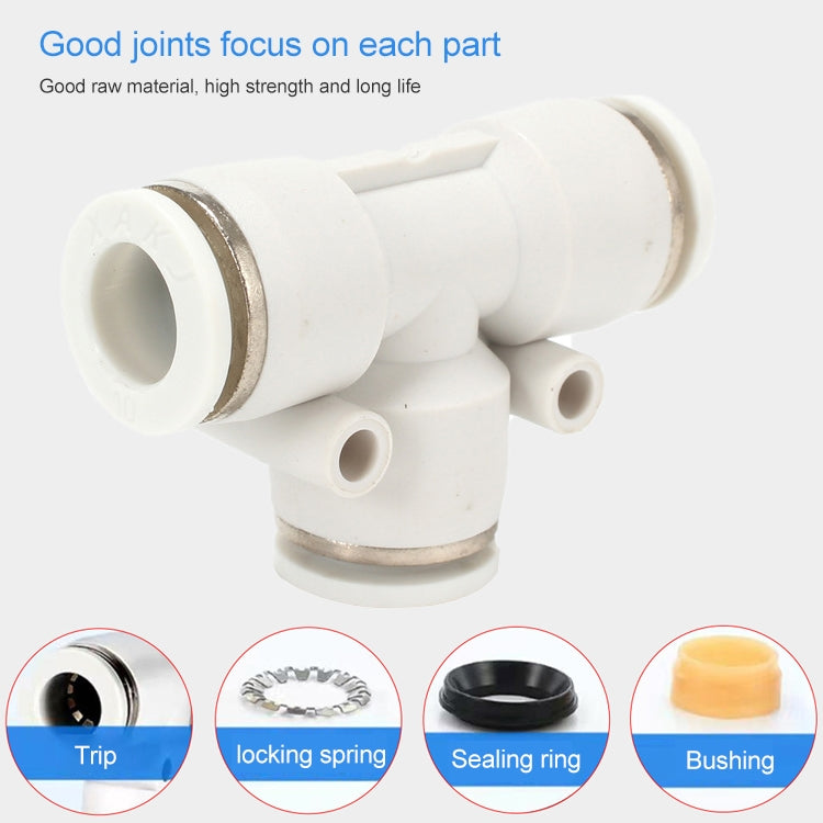 PE-8 LAIZE 10pcs PE T-type Tee Pneumatic Quick Fitting Connector