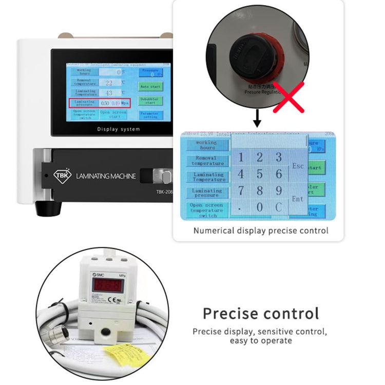 TBK 208M 3 in 1 Mini LCD Touch Screen Vacuum Laminating Bubble Remover Machine, Plug:US Plug