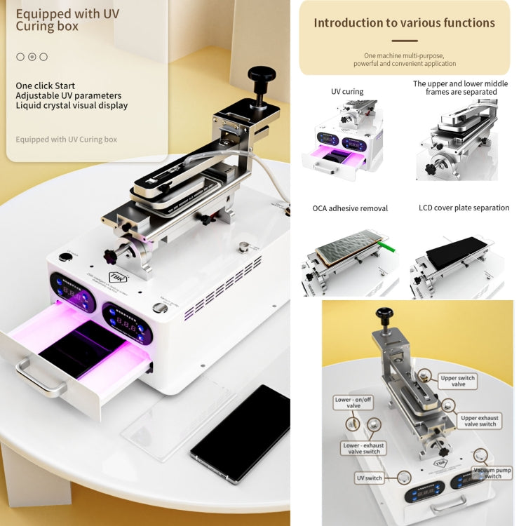 TBK 258S Intelligent Multi-function UV Cured Disassembly Machine, Plug:US Plug
