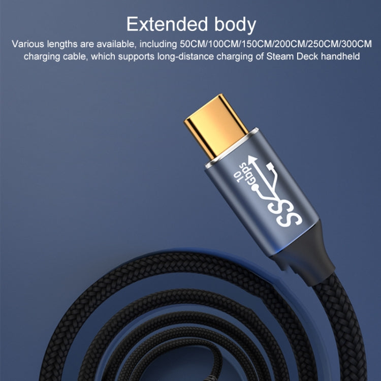 For Steam Deck Gen 100W USB-C/Type-C Male to USB-C/Type-C Female Stereo Curved Extension Cable, Length:2m