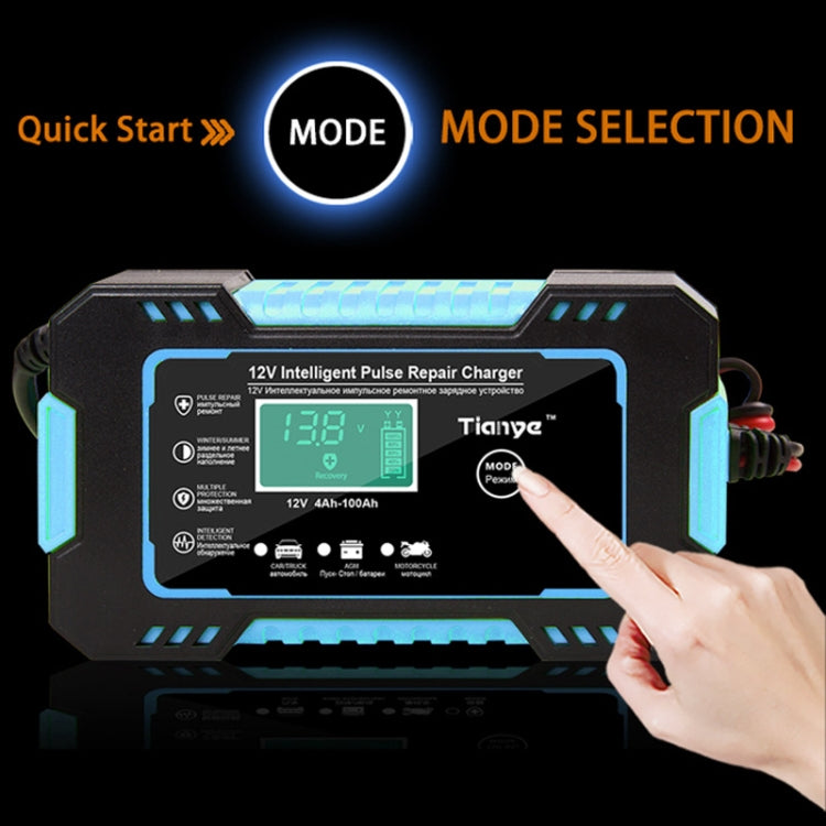 Motorcycle / Car Battery Smart Charger with LCD Creen, Plug Type:US Plug(Blue)