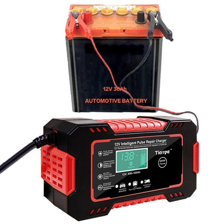 Motorcycle / Car Battery Smart Charger with LCD Creen, Plug Type:AU Plug(Red)