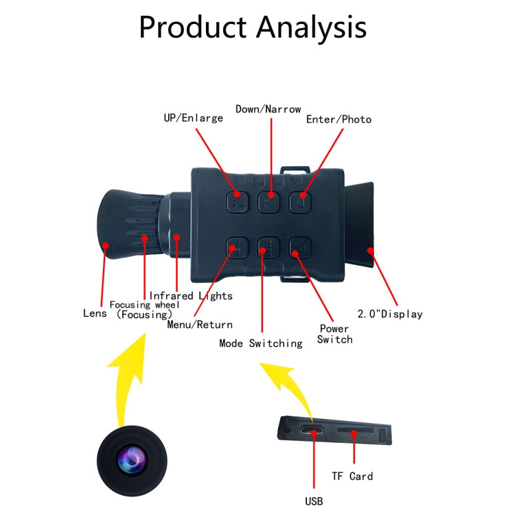 NV3000 Outdoor Hunting 4K HD Monocular Digital Night Vision Device(Black)