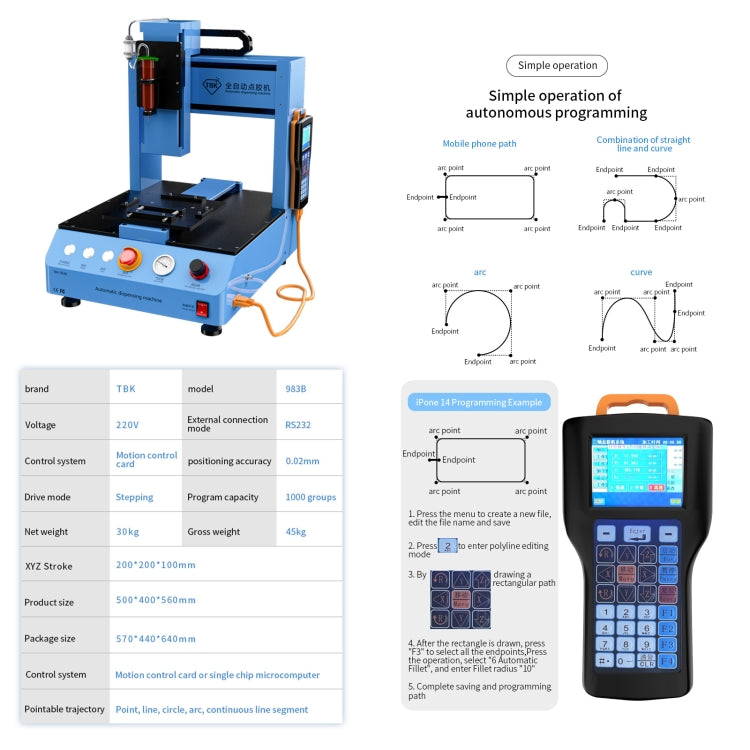 TBK 983B Multifunction Automatic Dispensing Machine for UV Glue(UK Plug)