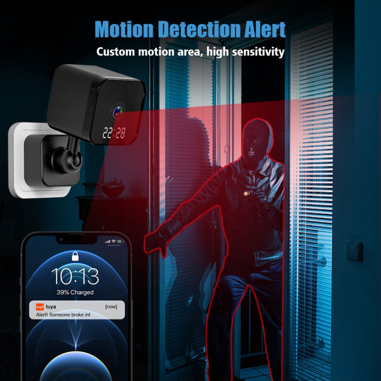 DP27 1080P Clock Plug Card WiFi Camera, Support Two-way Voice Intercom & Mobile Monitoring, Specification:US Plug(Black)