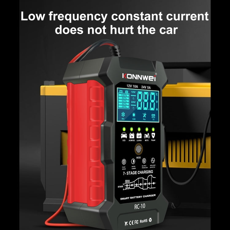 KONNWEI RC-10 2 inch Car Battery Charger Battery Pulse Repair Tool, Plug Type:UK Plug
