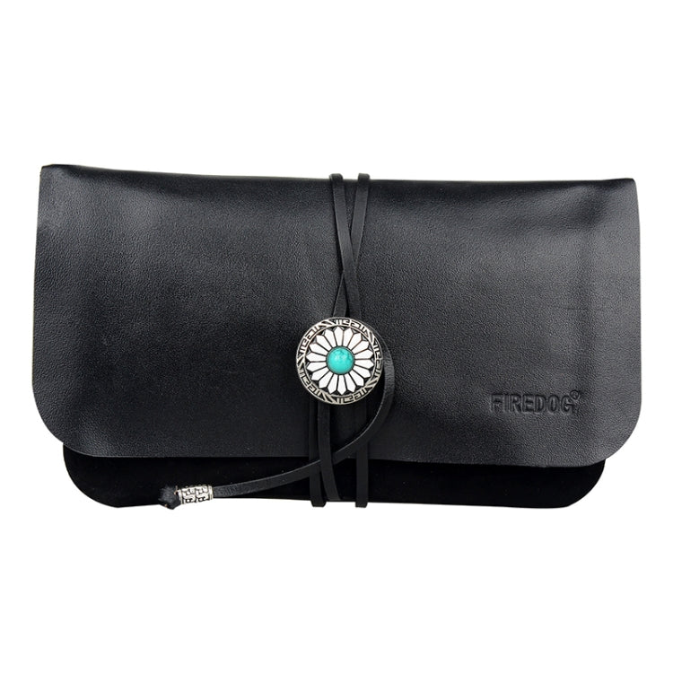FIREDOG CL91 Portable Handmade Sheepskin Genuine Leather Tobacco Bag(Black)