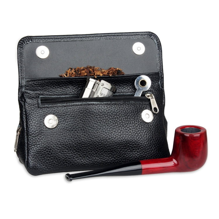 FIREDOG CL07 Portable Handcrafted Cowhide Double Pipe Bag(Black)