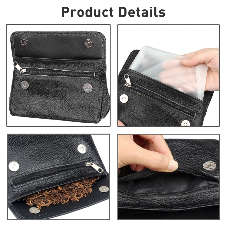 FIREDOG CL07 Portable Handcrafted Cowhide Double Pipe Bag(Black)