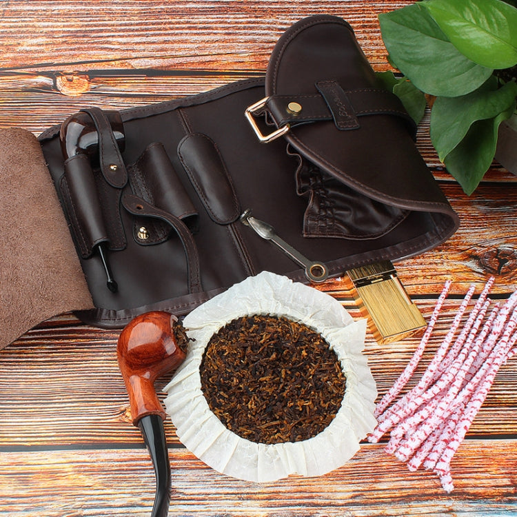FIREDOG CL08 Leather Pipe Tobacco Storage Bag(Brown Rope)