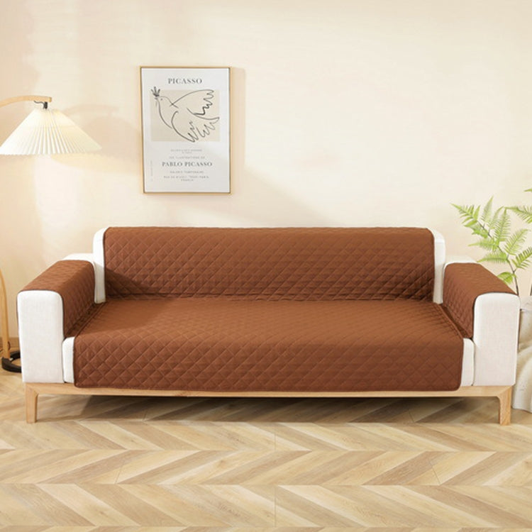 Double-sided Waterproof Pet Cushion Diamond Pattern Sofa Cover, Size:55x196cm(Coffee)